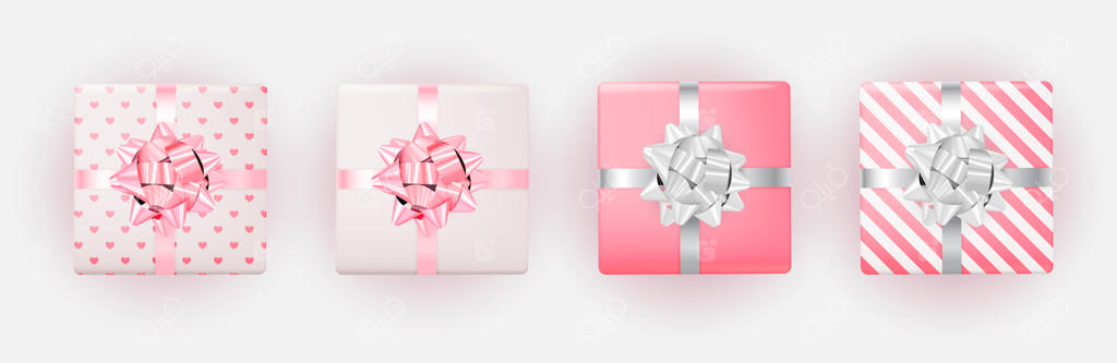 جعبه کادوی ولنتاین با روبان و پاپیون.