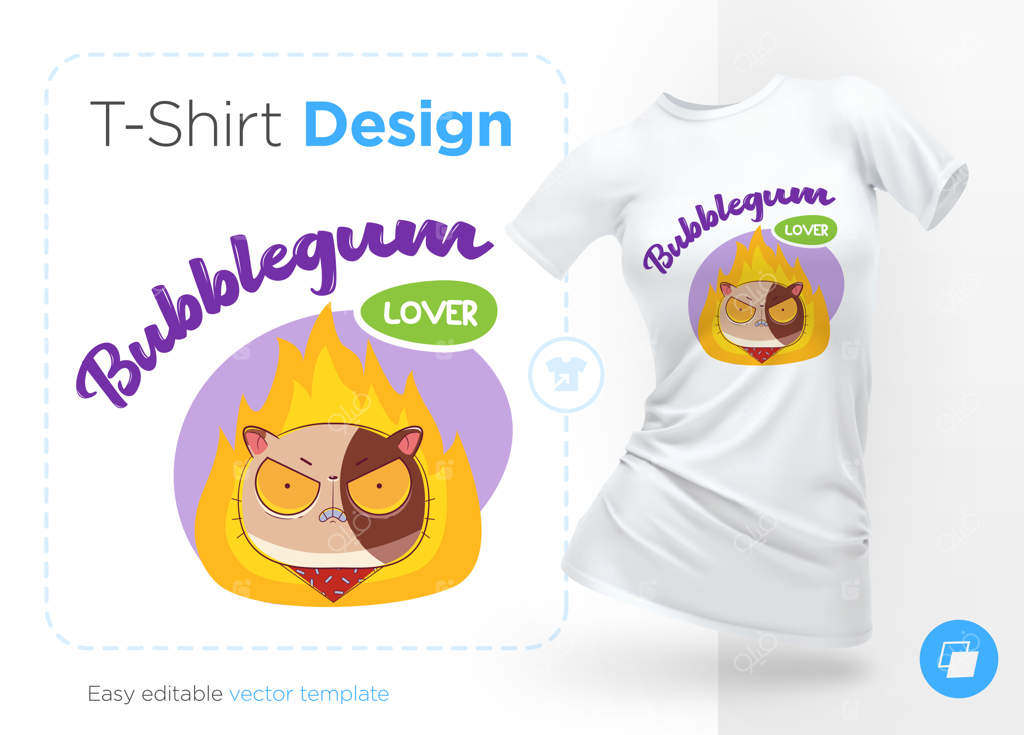 طرح گربه شیرین‌دوست بر روی تی‌شرت، سویشرت، قاب موبایل و سوغاتی‌ها