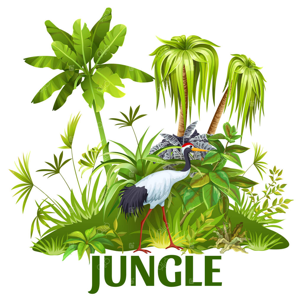 جرثقیل در پس‌زمینه درختان.