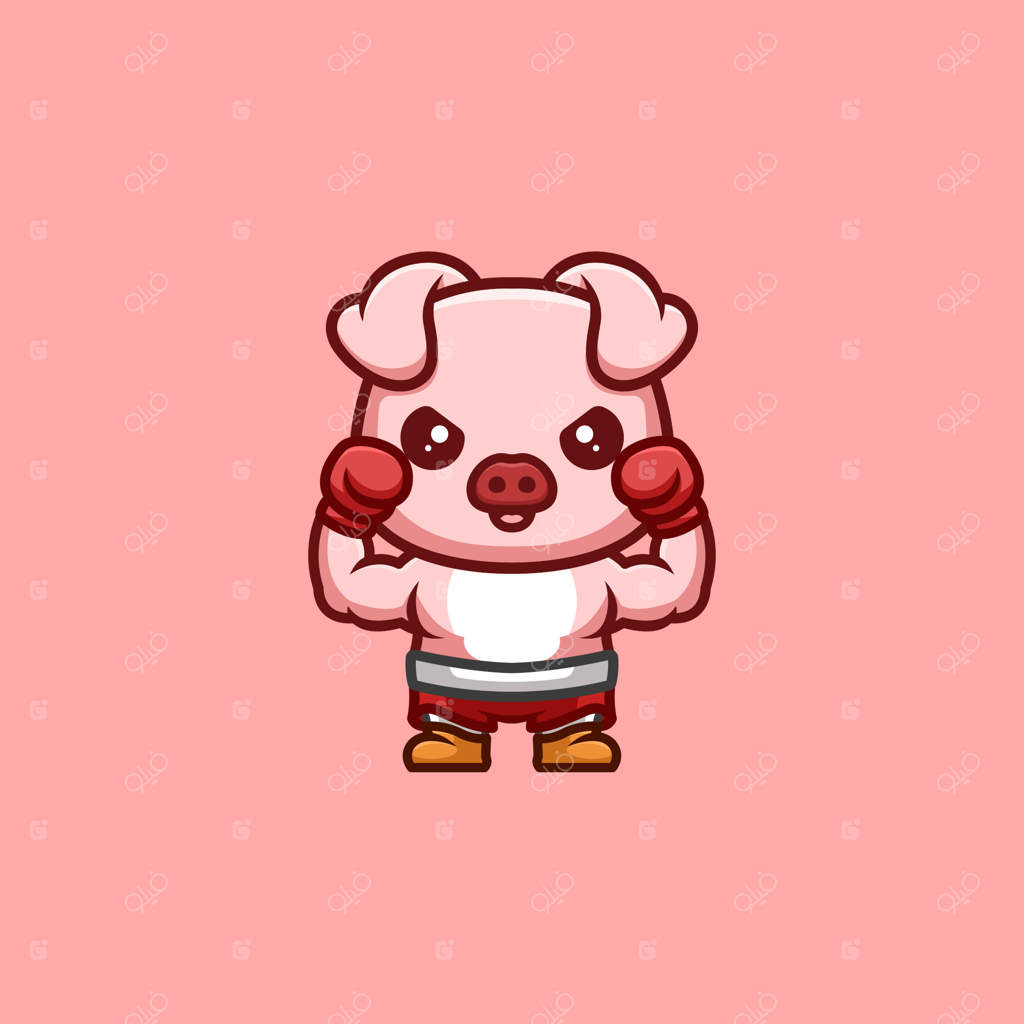 لوگوی بامزه و خلاقانه کارتون میمون بوکسور کawaii