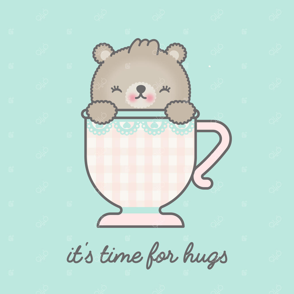 تصویر خرس بامزه درون فنجان