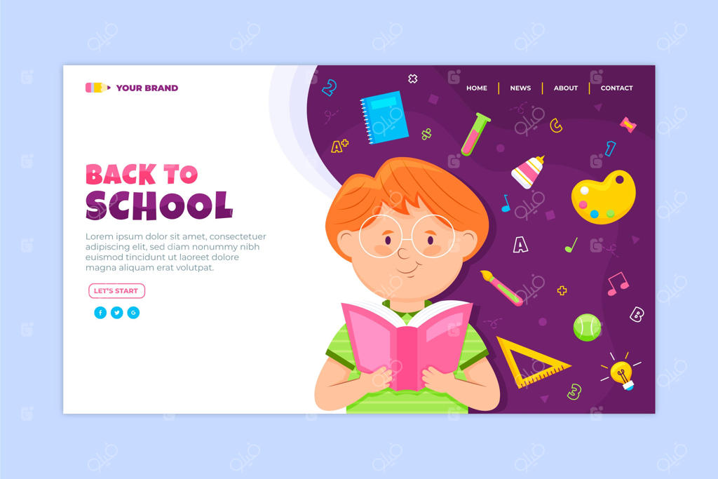 طرح مفهومی صفحه فرود بازگشت به مدرسه