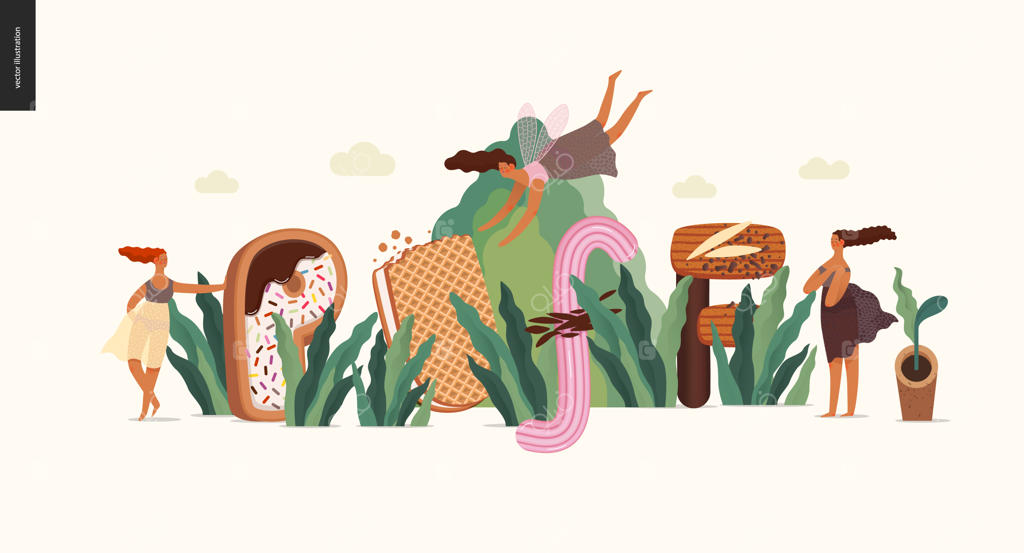 فونت وسوسه‌انگیز دسر با کلمه "پاف"