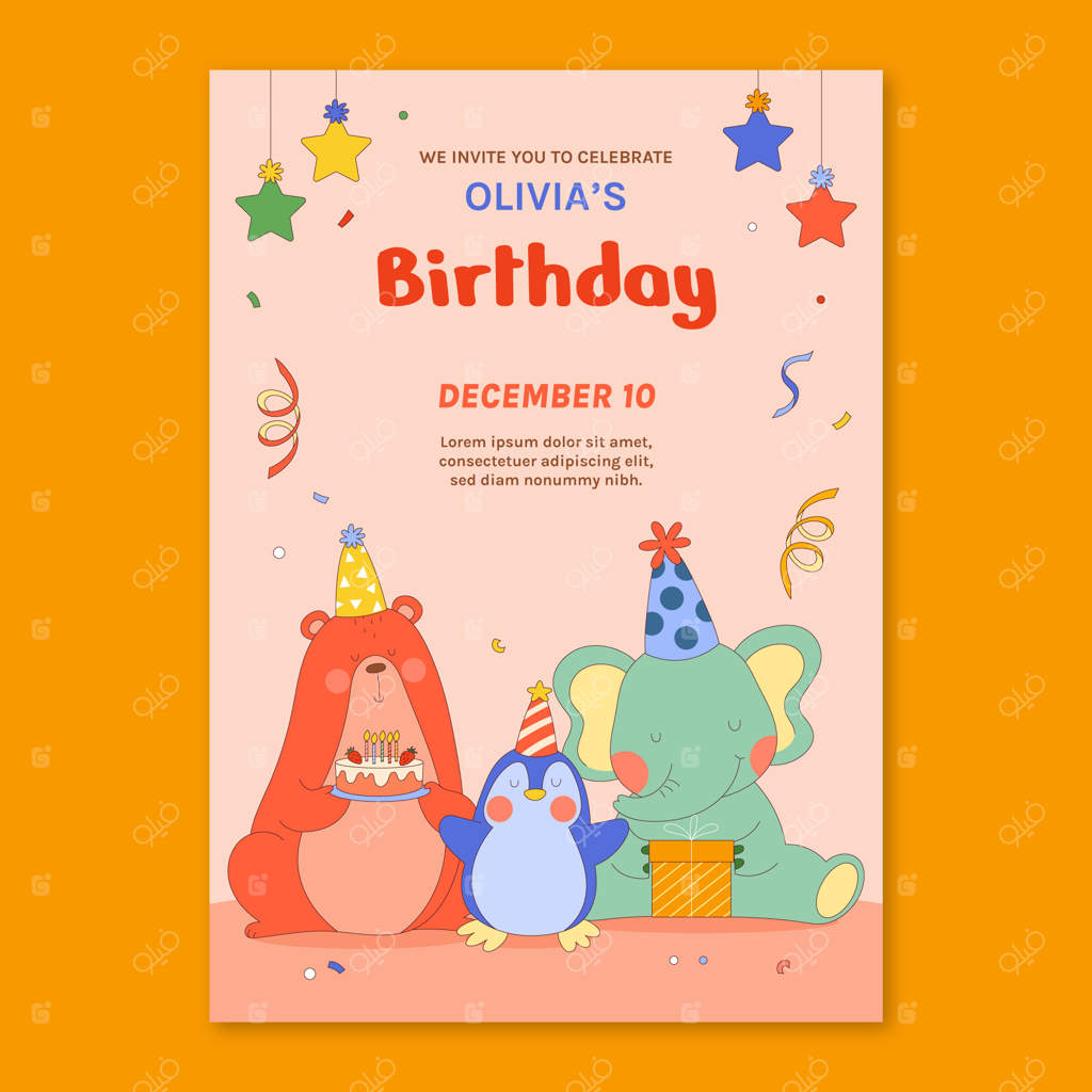 قالب کارت تبریک تولد دست‌ساز