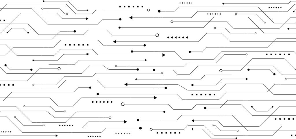 طرح انتزاعی مدار الکترونیکی با خطوط مشکی روی زمینه سفید - مفهوم فناوری