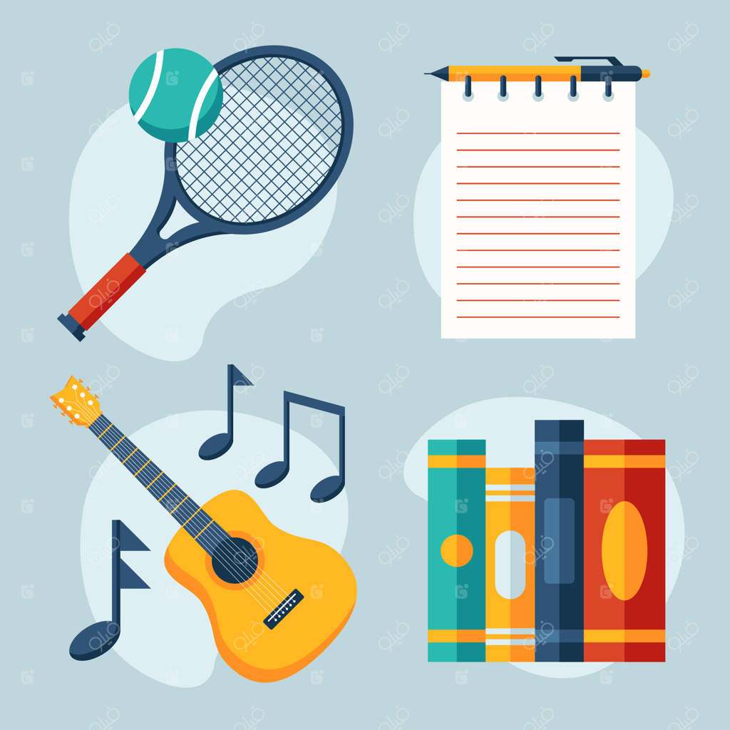 مجموعه عناصر بازگشت به مدرسه به سبک تخت