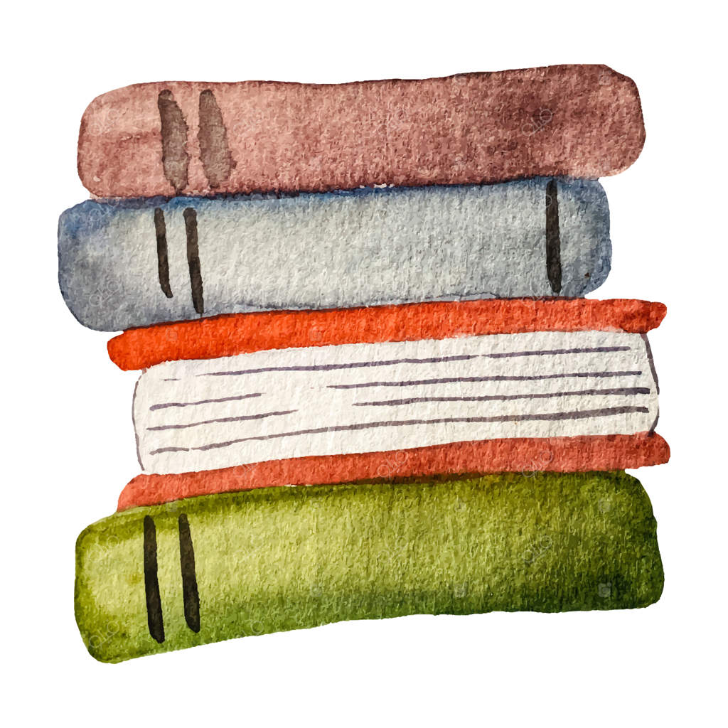 طرح آبرنگی از یک دسته کتاب. تصویرسازی زیبا