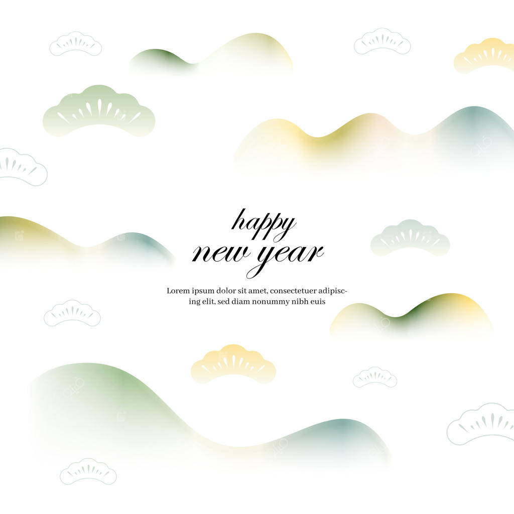 زمینه سال نو مبارک با موج‌های نارنجی و آبی