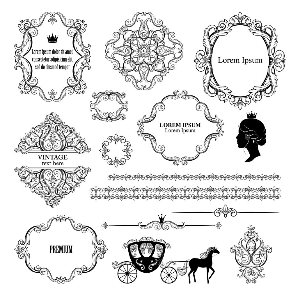 کلکسیون عظیم عناصر طراحی وینتیج.