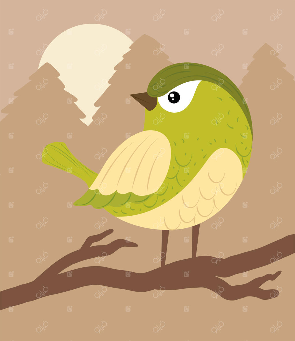 پرندگان در جنگل درخت‌ها