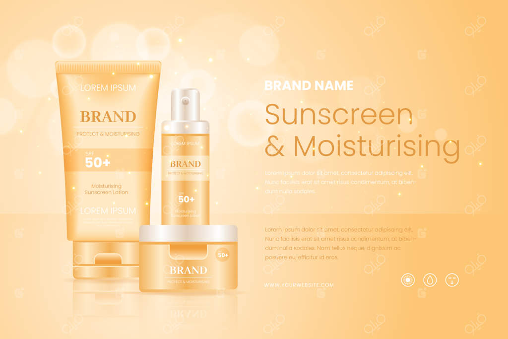 تبلیغ لوازم آرایشی: ضدآفتاب و مرطوب‌کننده‌های پوستی