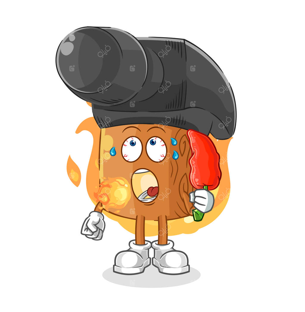 چکش و خوردن فلفل تند: وکتور کارتون نمادین