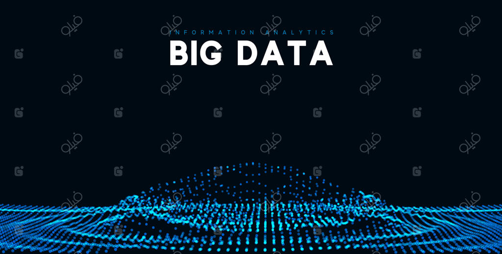 تصویری‌سازی کلان‌داده. فناوری موج اطلاعات. زمینه انتزاعی آینده‌نگر از داده‌های دیجیتال. تصویر وکتور