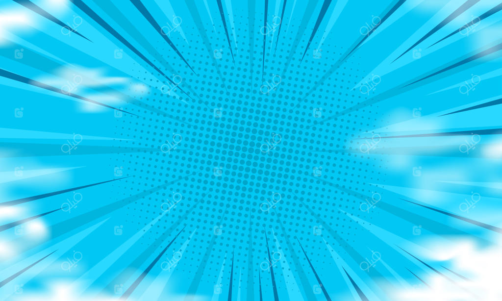 زمینه آبی کمیک با طرح ابرها