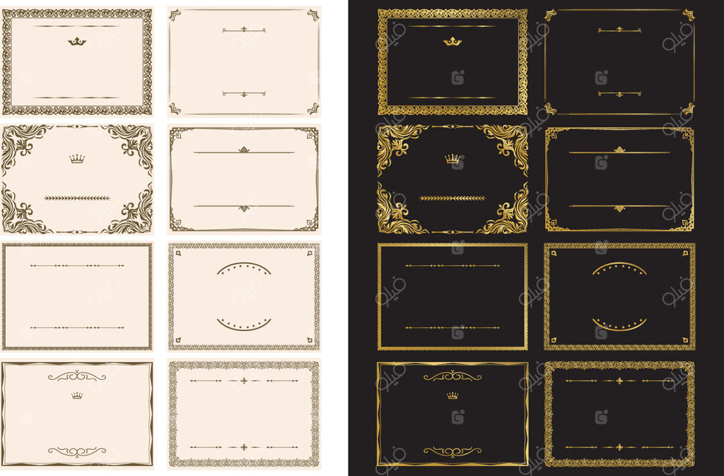 قاب‌های تزئینی شیک برای دعوت‌نامه‌ها و اطلاعیه‌ها به صورت وکتور حرفه‌ای