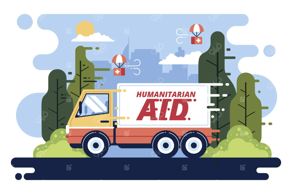 مفهوم کمک‌های بشردوستانه با حمل و نقل کامیونی