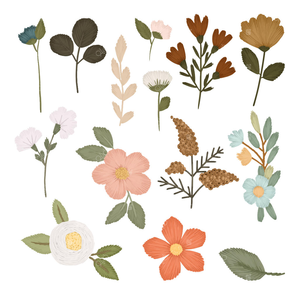 عناصر گرافیکی گلدوزی گل، کلیپ آرت گلدوزی گل‌ها