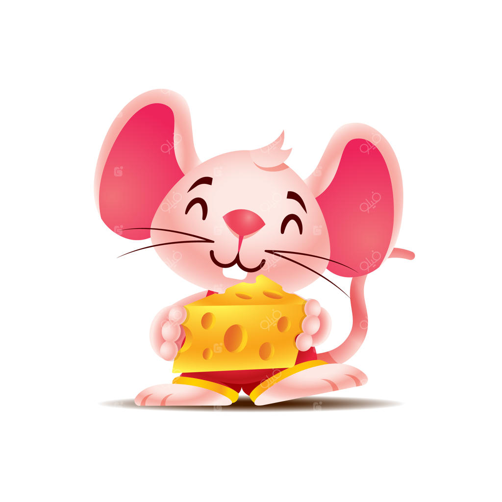 موش‌های کارتونی بامزه با تکه‌ای بزرگ از پنیر