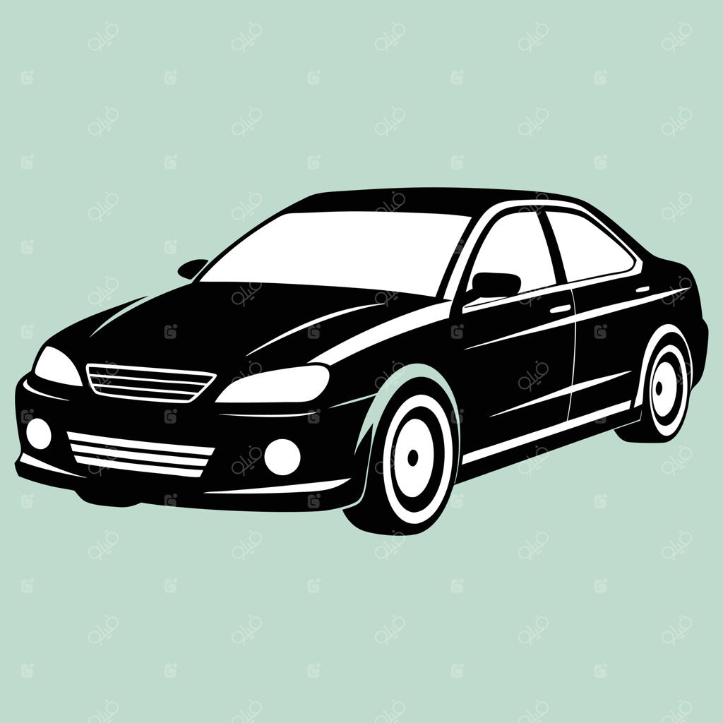 طراحی هنری نمای خودرو: نماد ماشین بر روی پس‌زمینه سفید. گرافیک تصویر سایه خودرو.