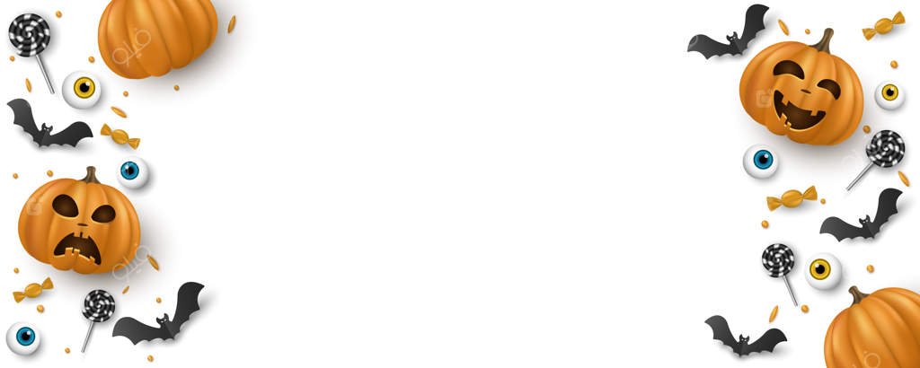 طراحی جلد هالووین با کدو تنبل‌های کارتونی سه‌بعدی و چشمان تزئینی، آب‌نبات، چوب‌نبات و خفاش‌ها، روی زمینه سفید. بنر تعطیلات. EPS 10