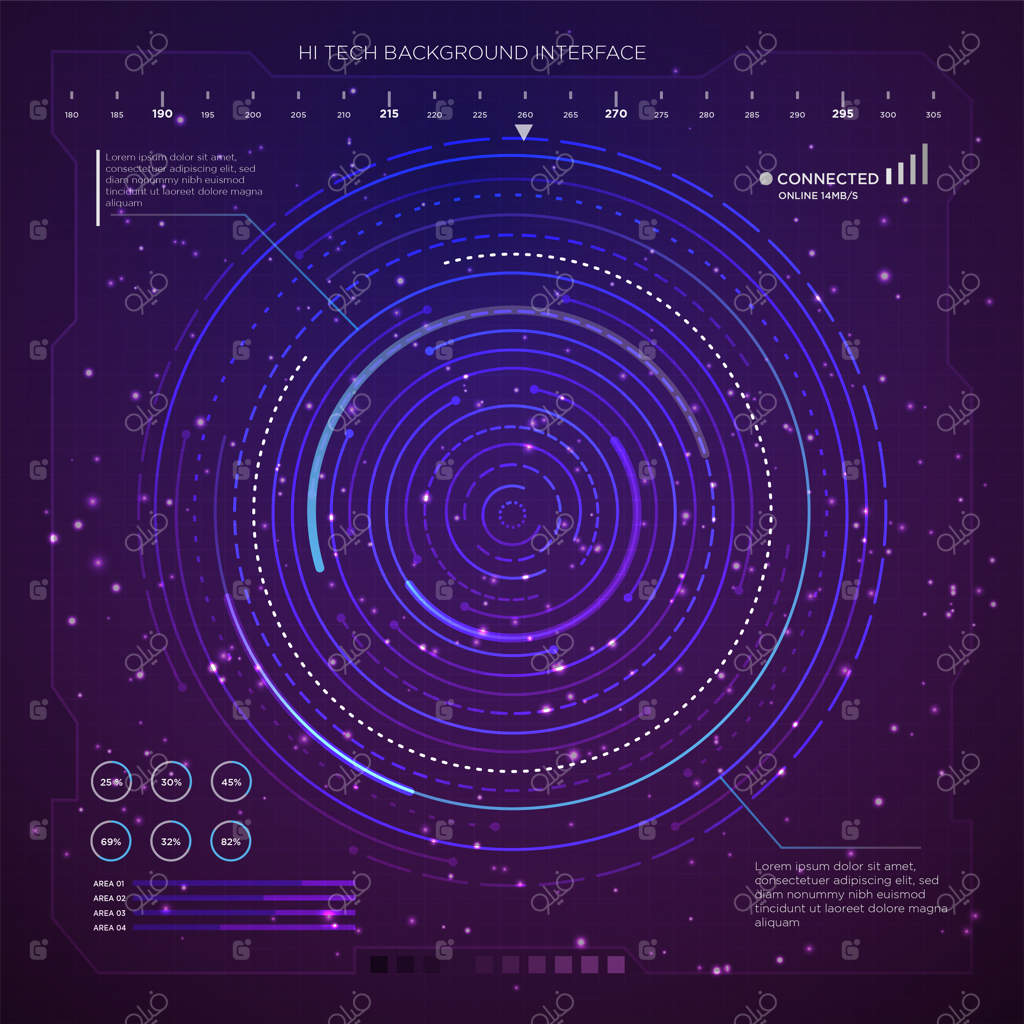 طراحی پس‌زمینه با دایره‌های تکنولوژی پیشرفته