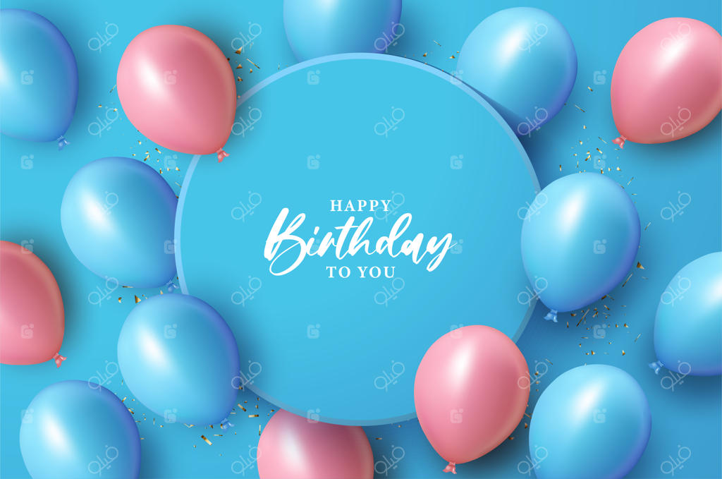 تولدت مبارک با تصویر روی دایره آبی