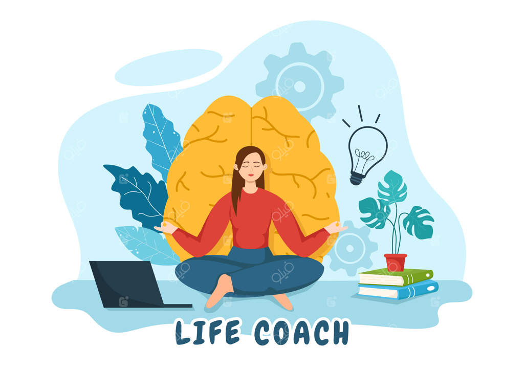 تصویرسازی وکتور مربی زندگی برای مشاوره و خودکوچینگ در زمینه كسب‌و‌كار