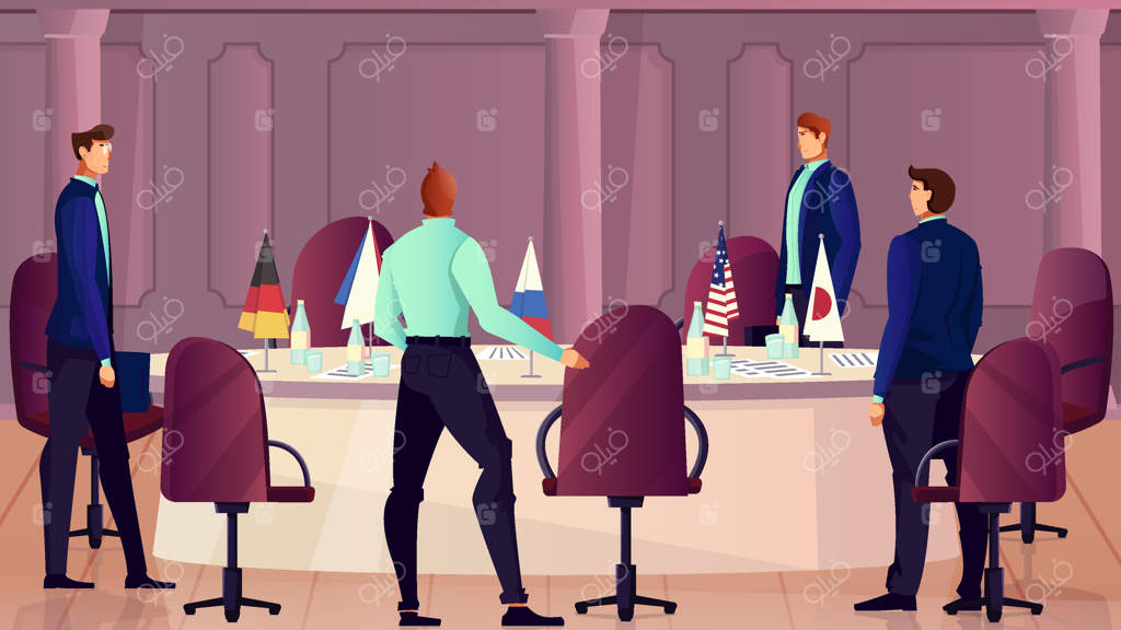 دیپلماسی و مذاکرات با نمادهای گفتگوی چندملیتی