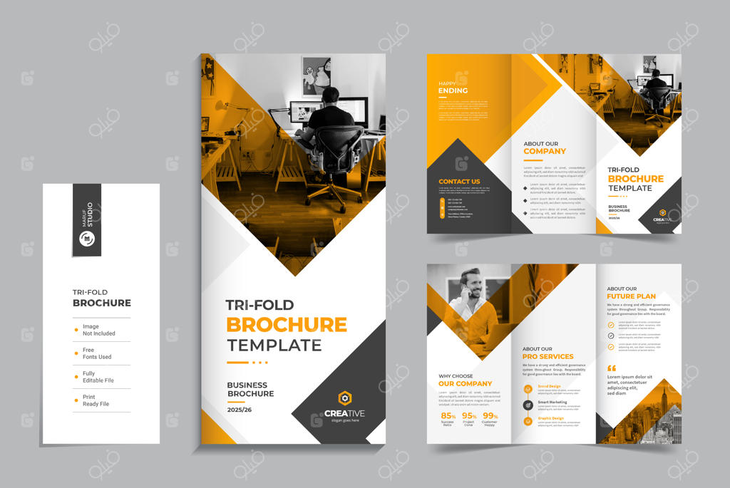 قالب بروشور سه لَت شرکتی با طراحی مینیمال و تمیز