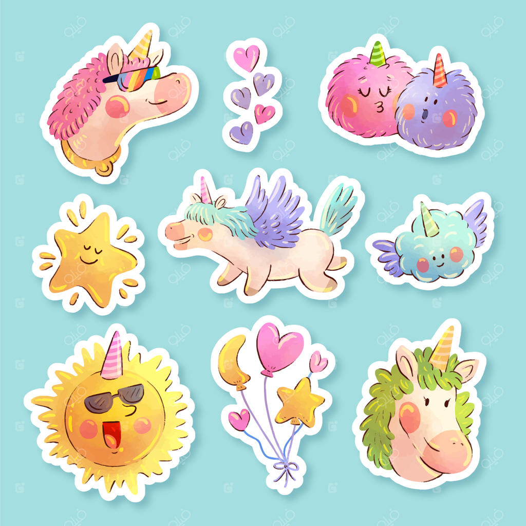 مجموعه برچسب‌های یونیکورن بامزه