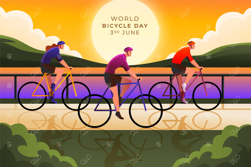 تصویر رنگین برای جشن روز جهانی دوچرخه‌سواری