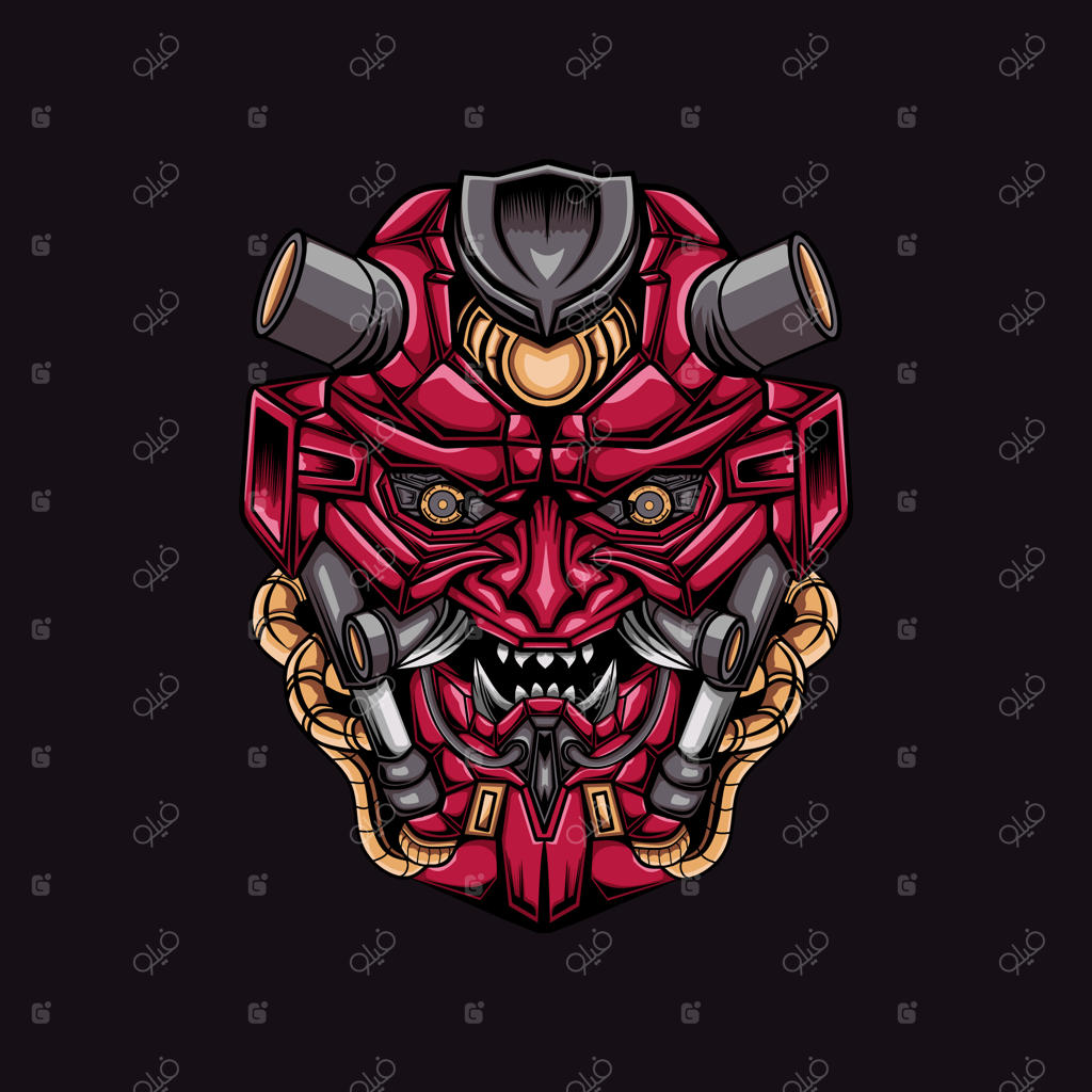 اثر هنری تصویرسازی ماسکوت سر مکانیکی خشمگین