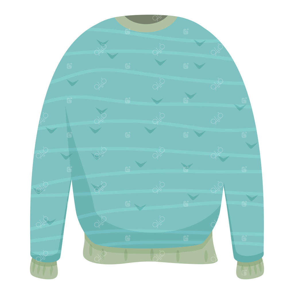 پلیور آبی آستین بلند یقه گرد با طرح پرنده