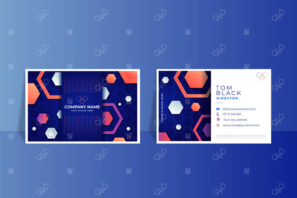 کارت ویزیت مدرن با طرح هندسی و گرادینت