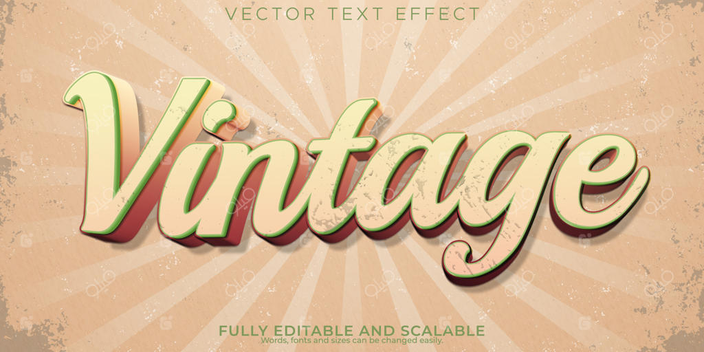 افکت متن قدیمی و وینتیج قابل ویرایش به سبک دهه ۷۰ و ۸۰ میلادی