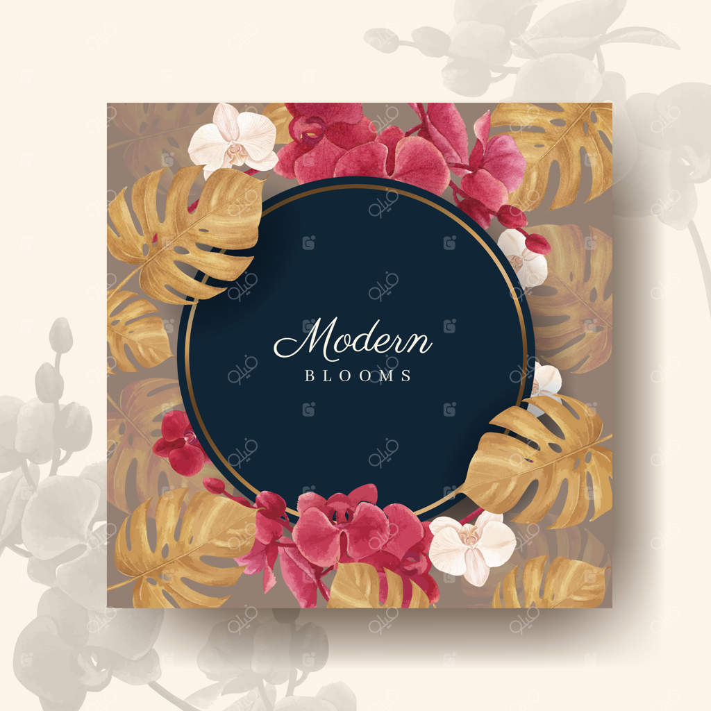 قالب تبلیغاتی با طرح آبرنگ گل پامپاس