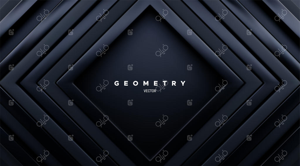 زمینه هندسی انتزاعی با قاب‌های مربعی سیاه هم‌مرکز
