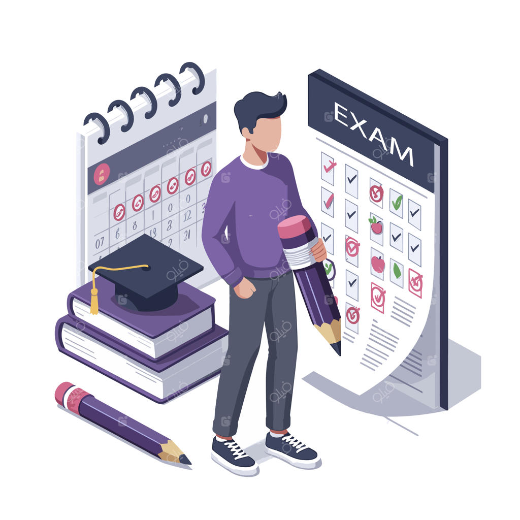 تصویرسازی وکتور ایزومتریک آمادگی برای آزمون