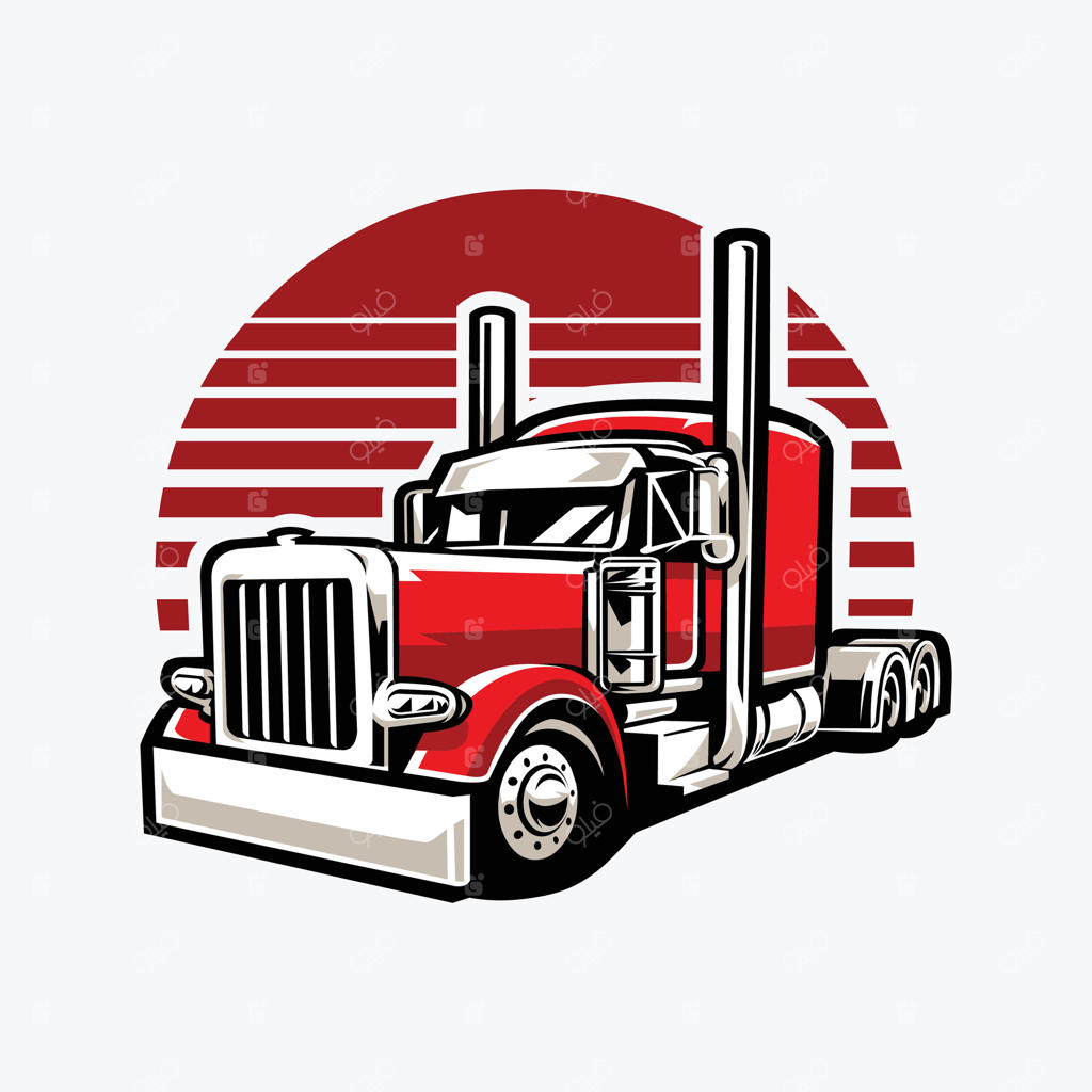 طرح وکتور تریلی ۱۸ چرخ ایزوله؛ مناسب برای صنایع حمل‌ونقل و باربری