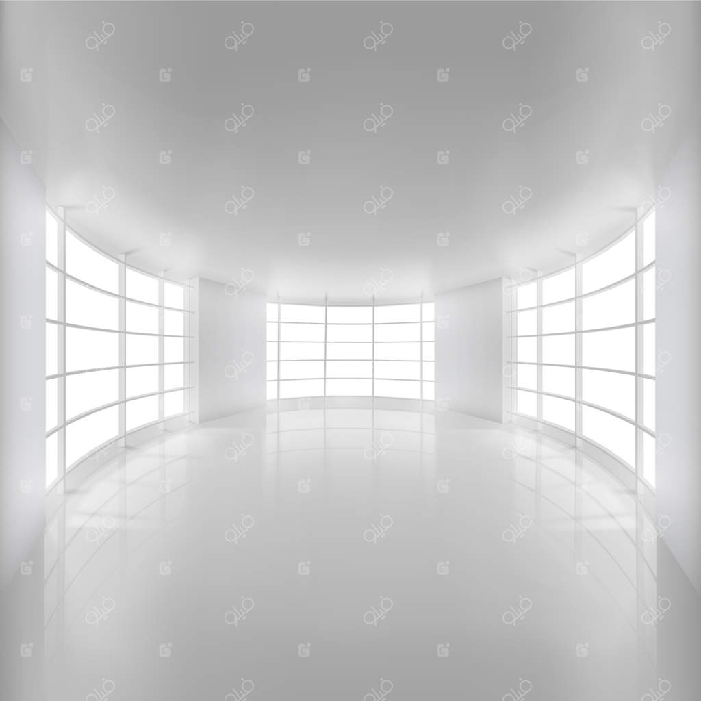 اتاق گرد سفید با نور خورشید برای پس‌زمینه