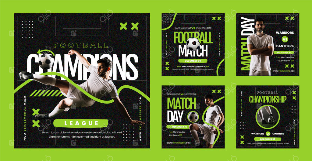 مجموعه پست‌های اینستاگرامی فوتبال با طراحی دستی