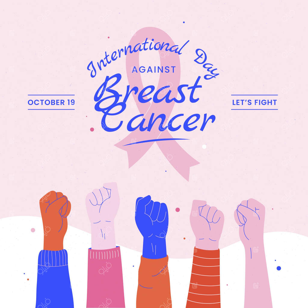 تصویرسازی دستی و تخت روز جهانی مبارزه با سرطان سینه