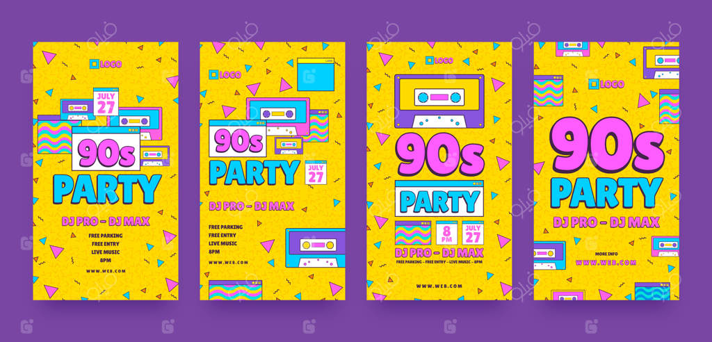 داستان‌های اینستاگرام مهمانی دهه 90 با طراحی فلت