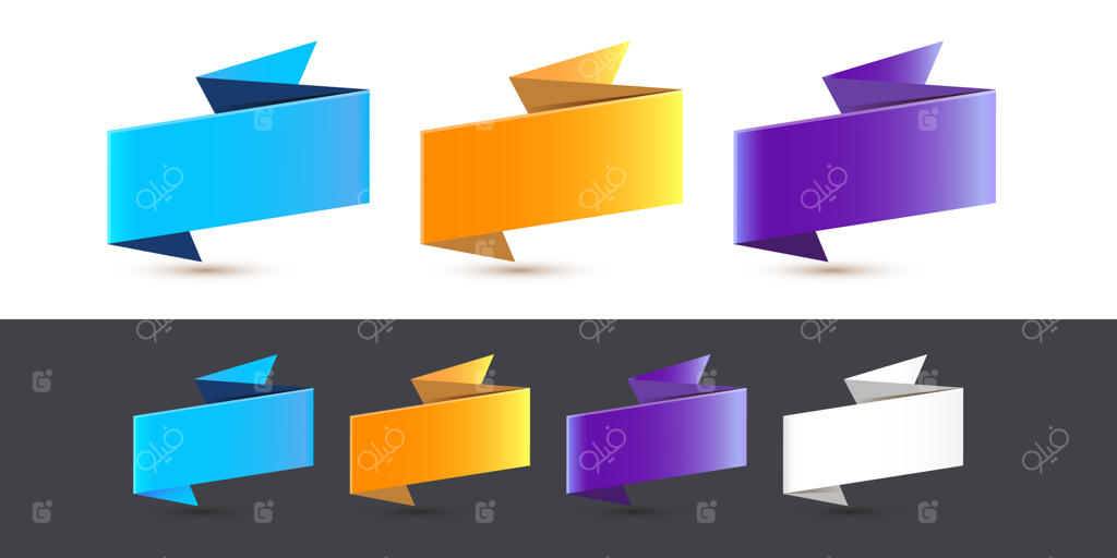 مجموعه بنرهای روبانی با سبک اوریگامی مدرن