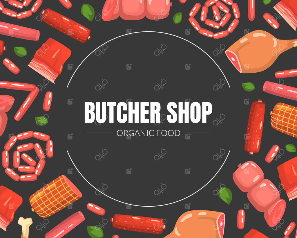 قالب بنر قصابی با تصویر محصولات تازه گوشتی
