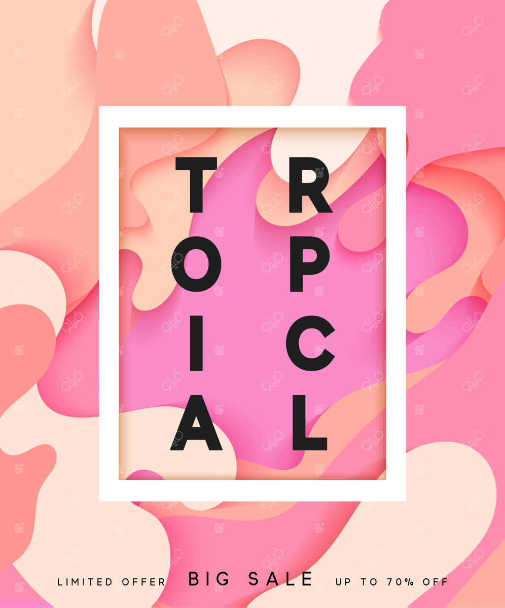 پیش‌زمینه تابستانی روشن با سبک نقاشی محو کاغذی. پوستر تابستانی. تصویرسازی وکتور