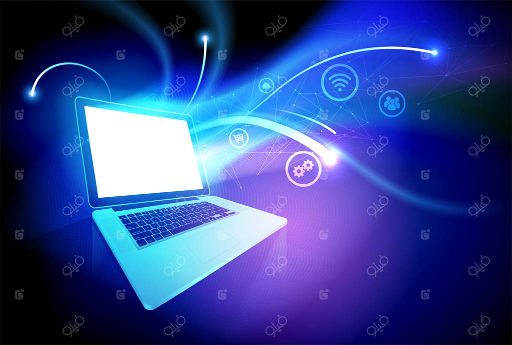 آیکون‌های دیجیتال انتزاعی بیرون آمده از دفترچه یادداشت