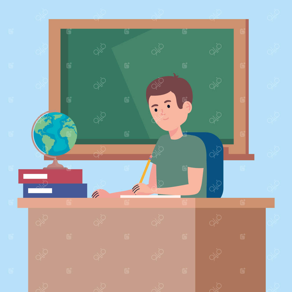 دانش‌آموز در حال نوشتن در کلاس درس