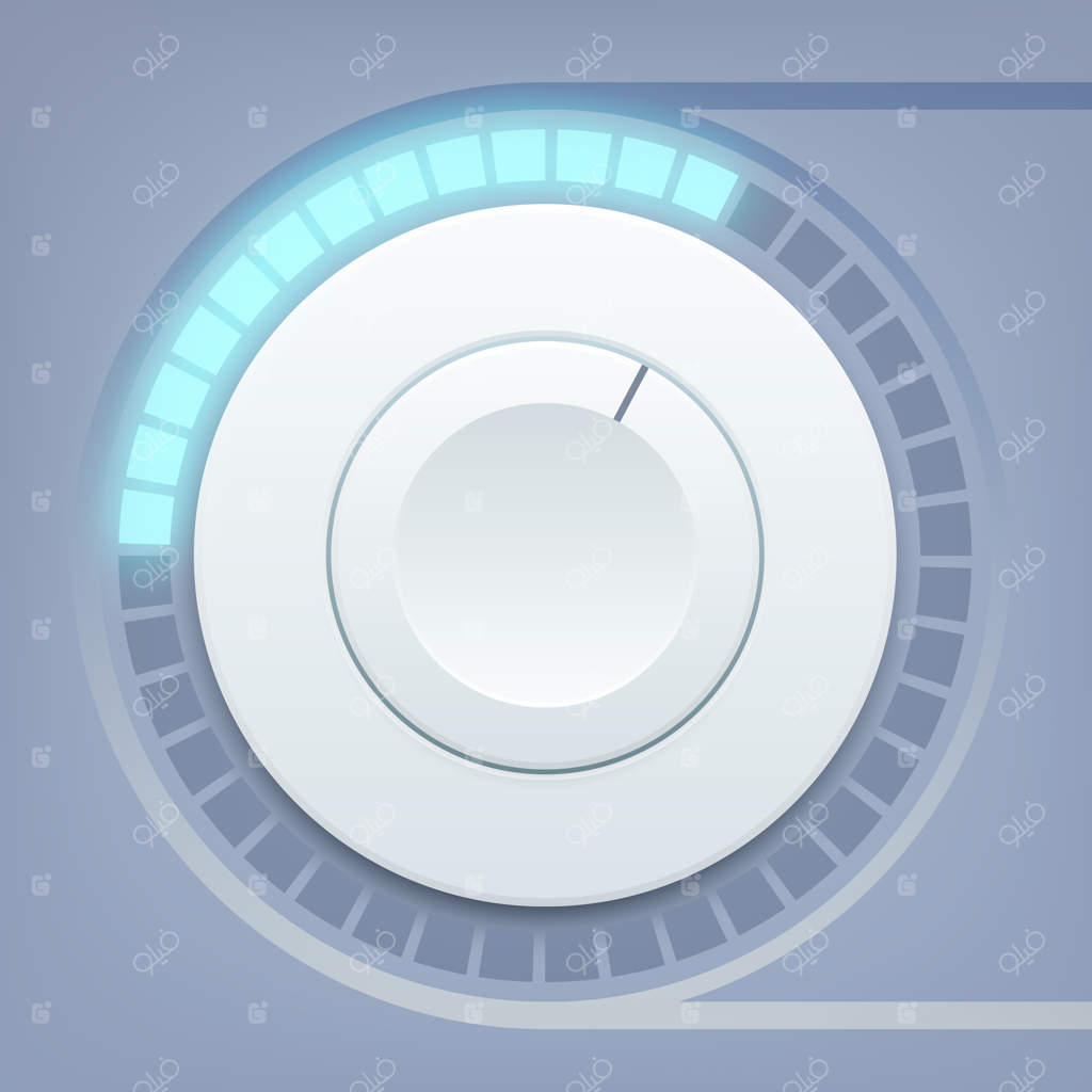 قالب طراحی رابط کاربری رسانه با کنترل صدای دایره‌ای و مقیاس صدا