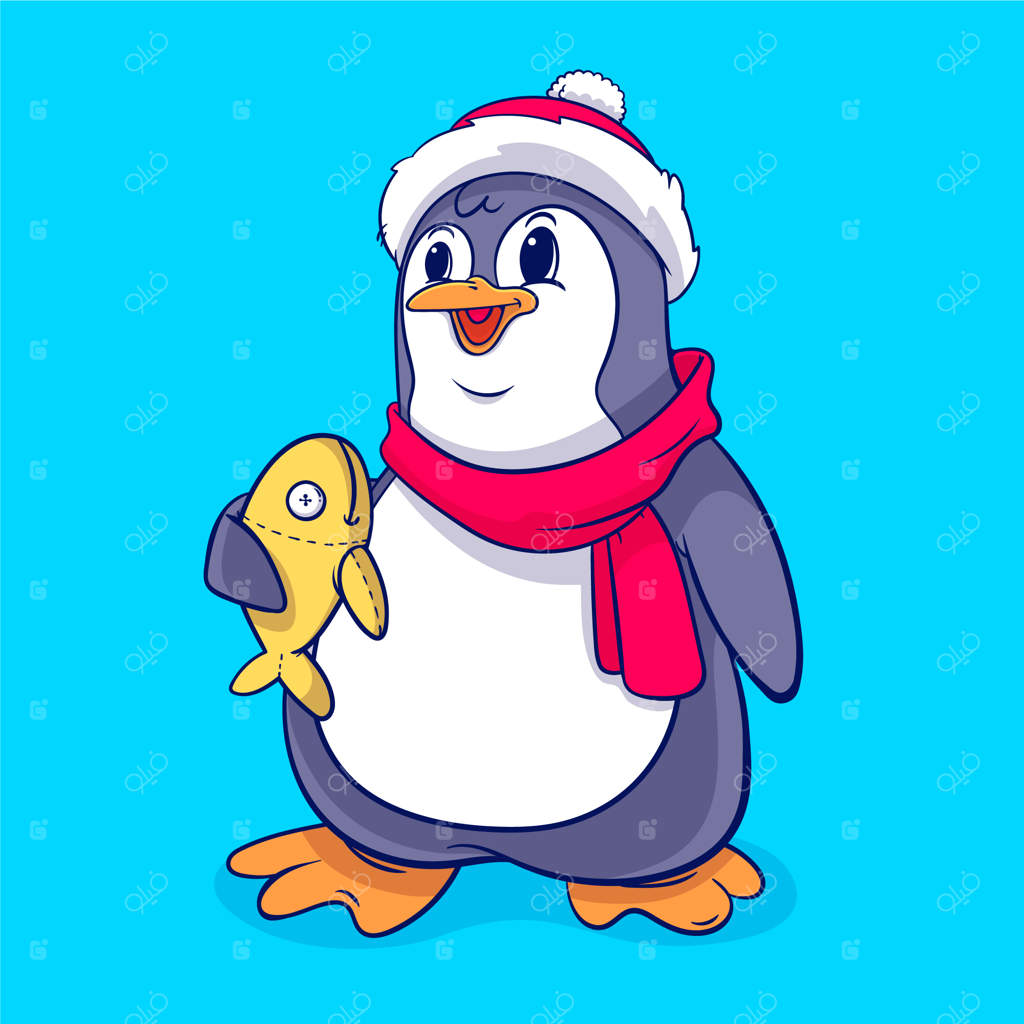 تصویر کارتونی پنگوئن دست‌کشیده